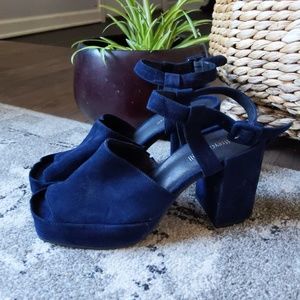 Brand New Jeffery Campbell suede navy blue heel